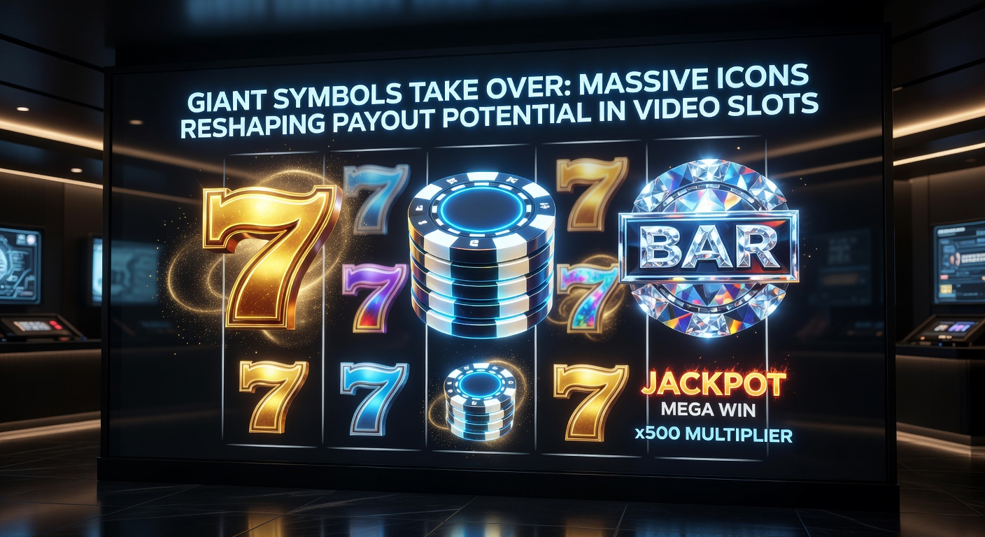 Close-up of a video slot bonus round with a towering 4x4 giant scatter symbol dominating the grid, surrounded by exploding wilds and jackpot meters filling rapidly