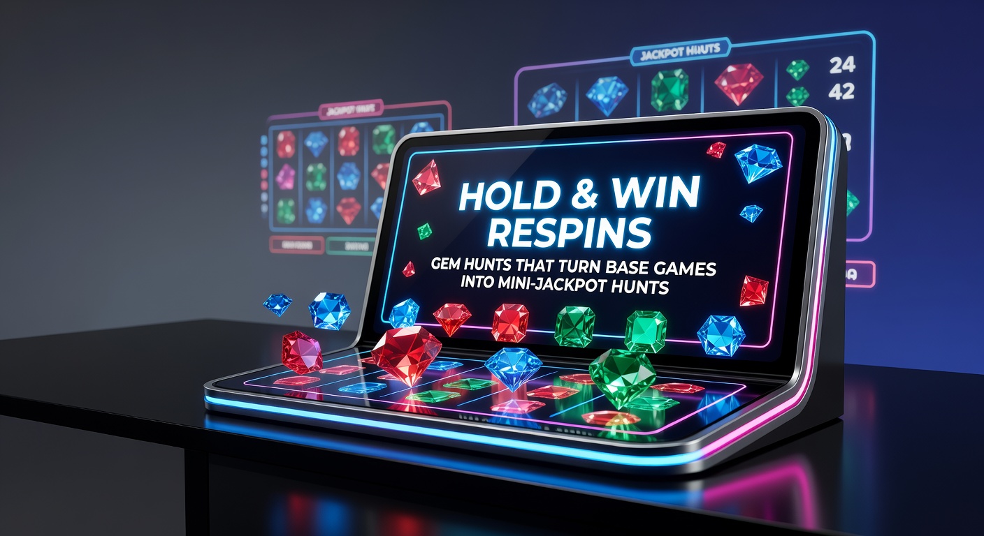 Vibrant slot screen showing Hold and Win respins with glowing gem symbols locked in place during a heated bonus round, jackpot meters ticking up on the sides