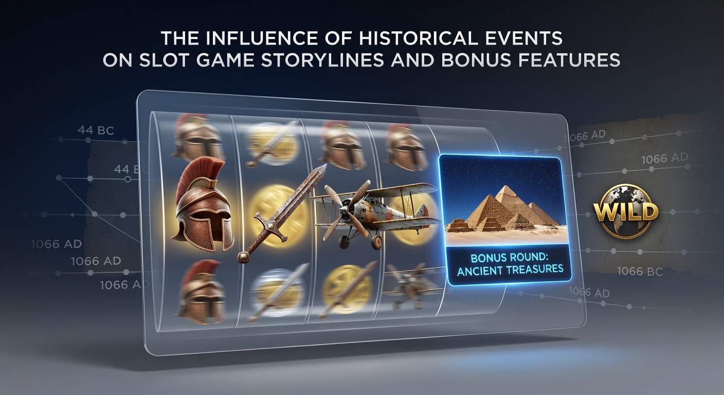 Vintage slot machine reels displaying historical symbols from ancient and modern eras