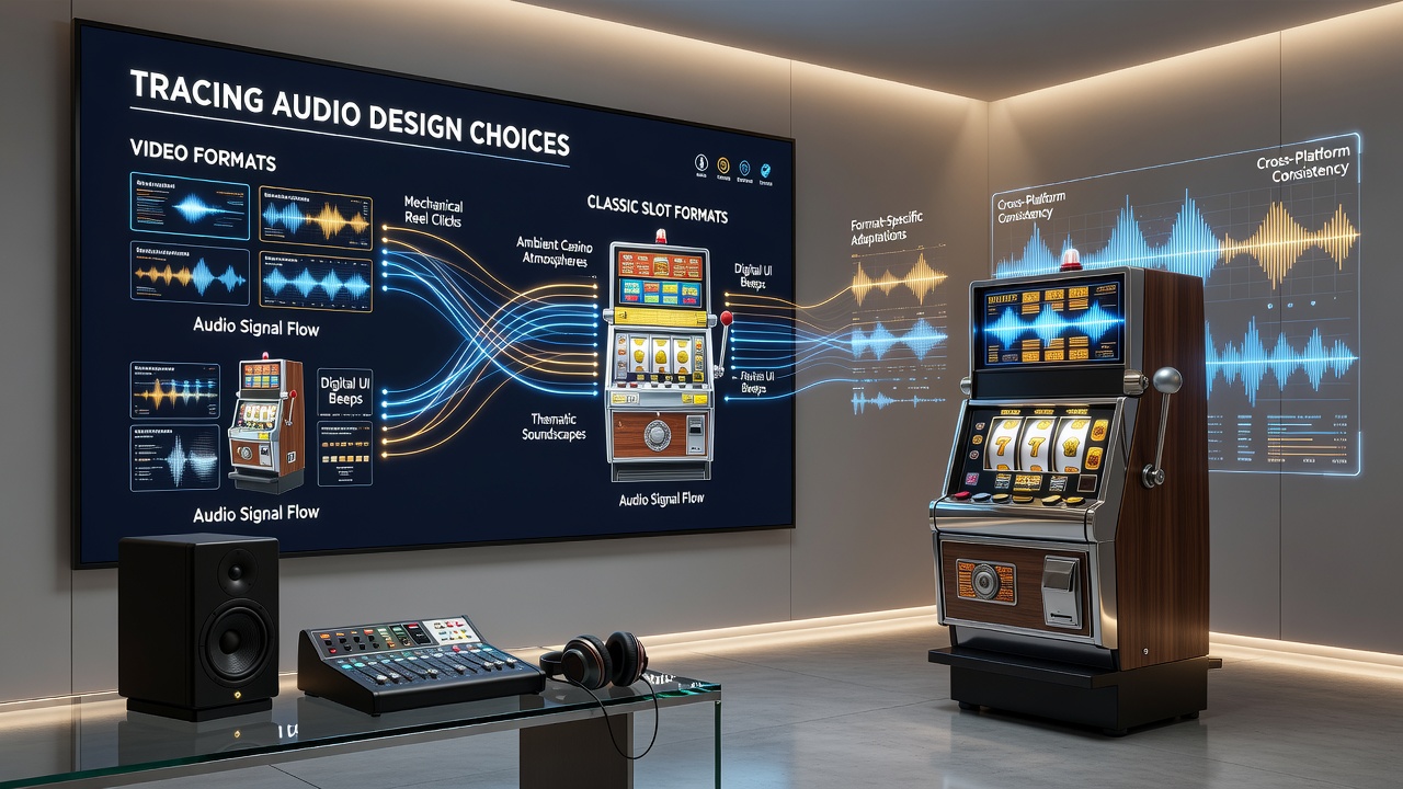 Modern video slot screen displaying animated symbols with integrated sound effects and music