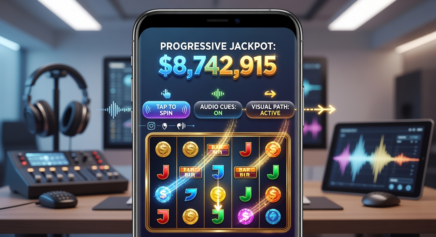 Mobile screen displaying progressive jackpot interface with animated meter and vibrant color highlights guiding player selections